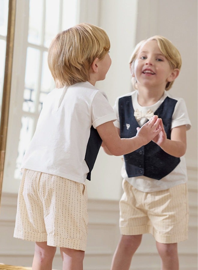 Dave & Bella Boy Cotton Vest and Bow Ties Shorts set - Image 3