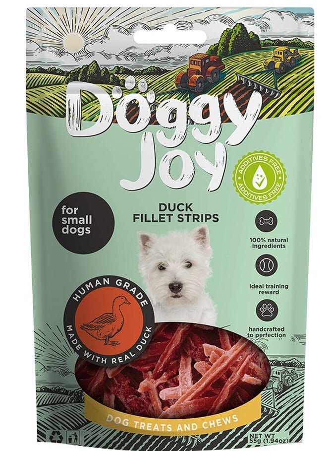 DOGGY JOY Duck Fillet Strips Dog Treats 55g