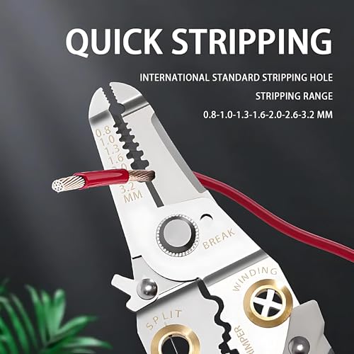 Hian 7 in 1 Heavy Duty Wire Stripping Pliers Professional Electrician Tool Wire Cutter Cable Stripper Terminal Crimping Gripping Wrench Precision Cutting Multifunction Hand Tool (Grey, Pack of 1) - Image 5