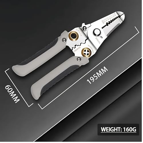Hian 7 in 1 Heavy Duty Wire Stripping Pliers Professional Electrician Tool Wire Cutter Cable Stripper Terminal Crimping Gripping Wrench Precision Cutting Multifunction Hand Tool (Grey, Pack of 1) - Image 2