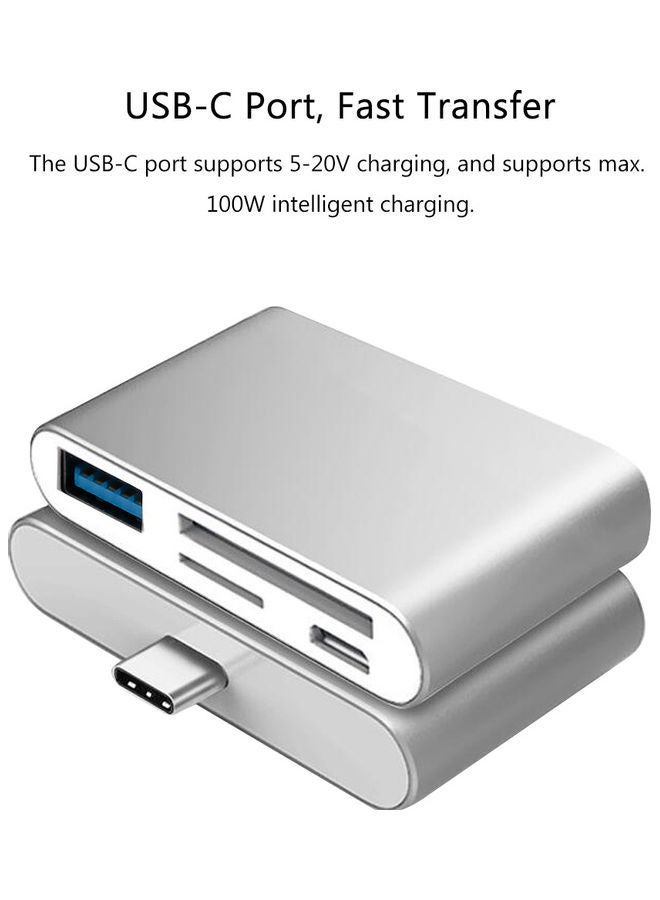 NIBEMINENT 5 IN 1 Multi-Function Type-C HUB OTG USB 3.0 U Disk TF/SD Card Reader Silver  - Image 3