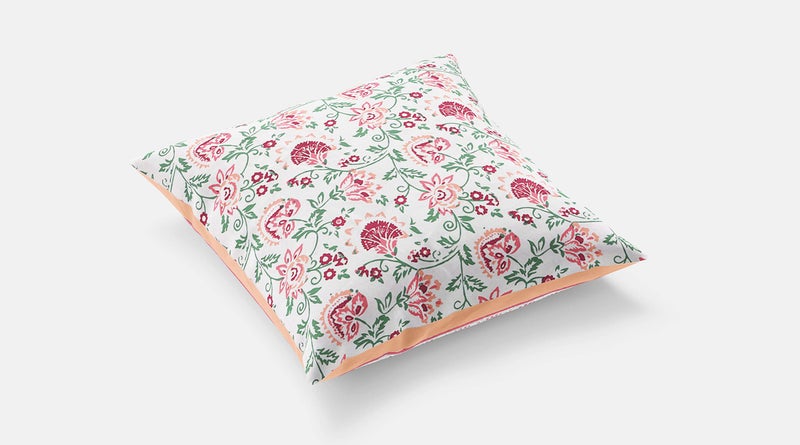 BLOCKS OF INDIA Hand Block Printed Cotton Cushion Cover (16 x 16 inches) (5, Pink-Peach Paisley) - Image 5