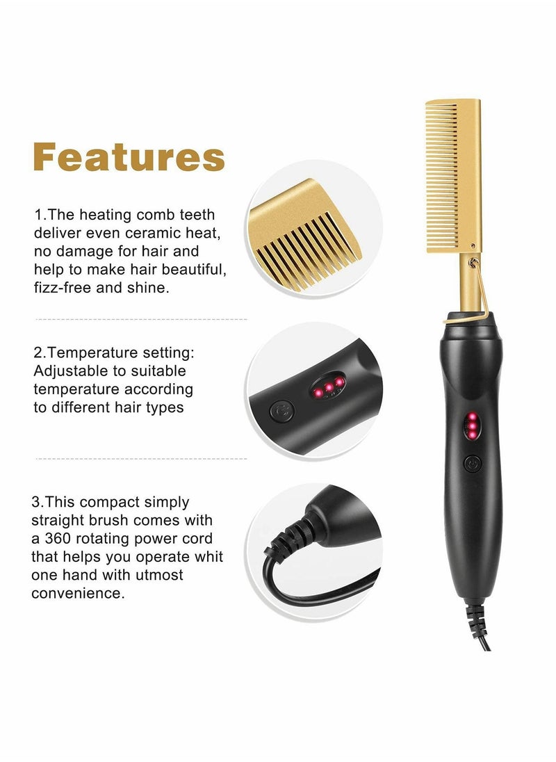 Excefore - Hair Straightener Brush, Electric Heating Comb, Portable Travel Anti-Scald Beard Straightener Press Comb, Ceramic Security Curling Iron Fast Heating Hot Comb, Anti-Scald, Easy to Use - Image 1
