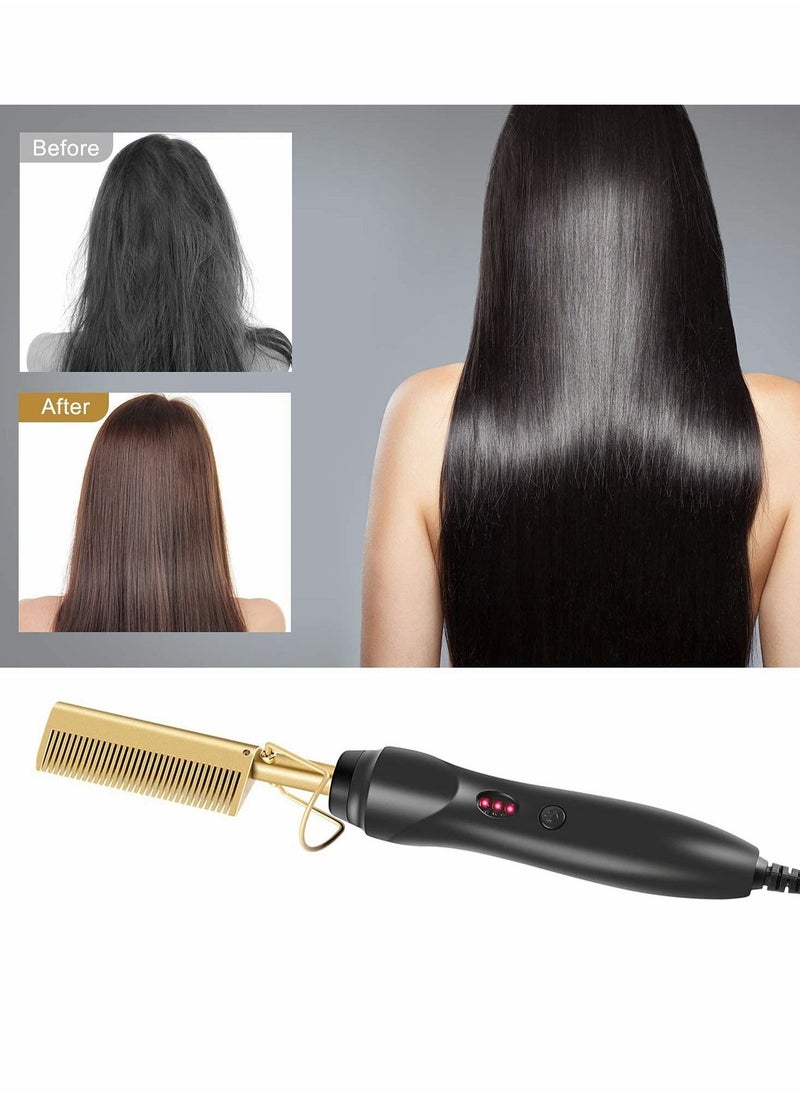 Excefore - Hair Straightener Brush, Electric Heating Comb, Portable Travel Anti-Scald Beard Straightener Press Comb, Ceramic Security Curling Iron Fast Heating Hot Comb, Anti-Scald, Easy to Use - Image 1