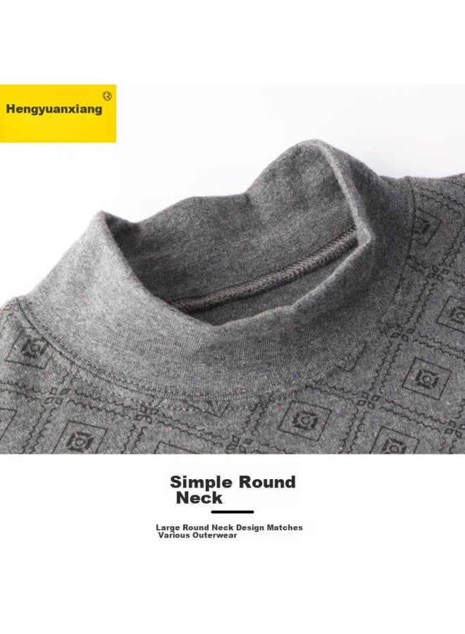 Hengyuanxiang Hengyuanxiang [best- 50,000 Sets] Men's Autumn Underwear Set, Pure Cotton, Middle-aged And Elderly, Warm Cotton Sweater Set, Diamond Pattern, Medium Collar, Men's Style  - Image 5