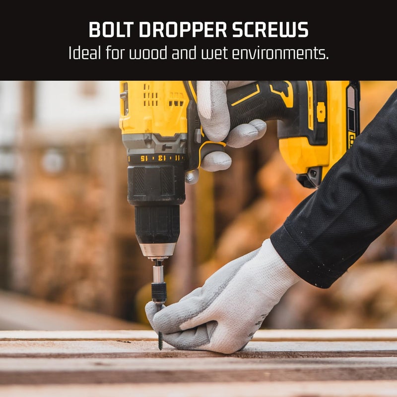 Bolt Dropper #8 x 1-1/4-Inch Black Screws, Pack of 25 - Xylan Coated Stainless Steel Flat Head Phillips Wood Screws - Corrosion Resistant for Wood, Drywall Applications, and Outdoor Projects - Image 2