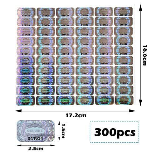 dose not apply 300 Pcs Authentic Hologram Labels/Stickers Silver Transfer Tamper Evident Security Warranty Void Seals/Stickers High Security Proof with Unique Sequential Serial Numbering（1X0.6 inch） - Image 2