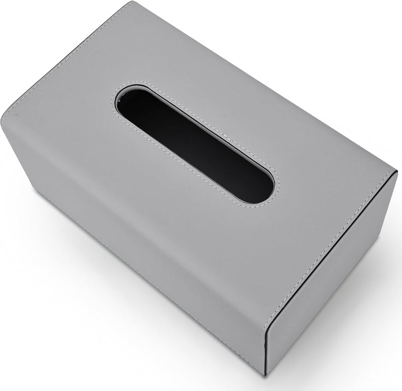 KINGFOM Tissue Box Cover, PU Leather Rectangular Tissue Box Holder with Magnetic Bottom Cover for Facial Tissues/Napkins, Office & Living Room Decor Box (Gray) - Image 5