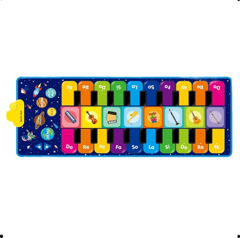 Piano Music Dance Mat, Educational Floor Keyboard Game for Kids, Toddlers Interactive Musical Play Pad with Volume Control and 8 Instrument Sounds for Indoor Outdoor Party Fun - Image 1