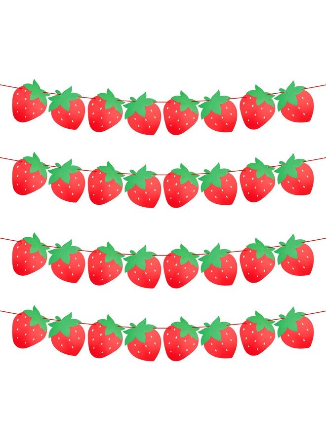 PEUTIER 4pcs Strawberry Party Banners, Strawberry Hanging Banner Cute Berry Strawberry Banner Strawberry Baby Shower Decorations for Baby Shower Party Supplies Berry First Birthday  - Image 1