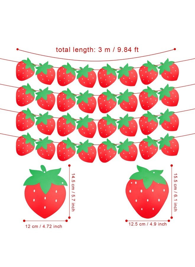 PEUTIER 4pcs Strawberry Party Banners, Strawberry Hanging Banner Cute Berry Strawberry Banner Strawberry Baby Shower Decorations for Baby Shower Party Supplies Berry First Birthday  - Image 2