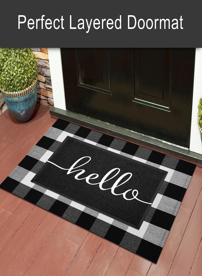 KILOCOCO Outdoor Mat Front Door Mat Welcome Mats Low Pile Doormat Entrance Non-Slip High Traffic Area Easy Clean Rubber Backed Entry Mats Hello Doormats for Garage Yard Patio Kitchen Indoor,18"x30" - Image 2