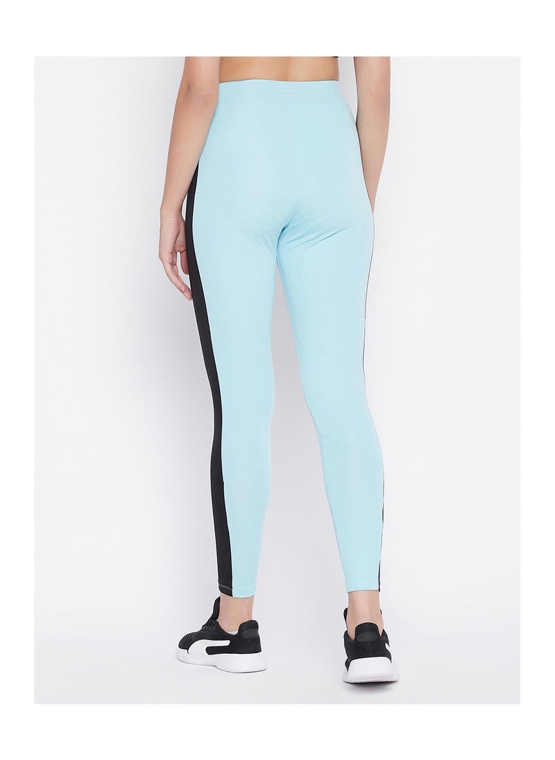 Clovia - Snug Fit High-Rise Active Tights in Sky Blue - Image 1