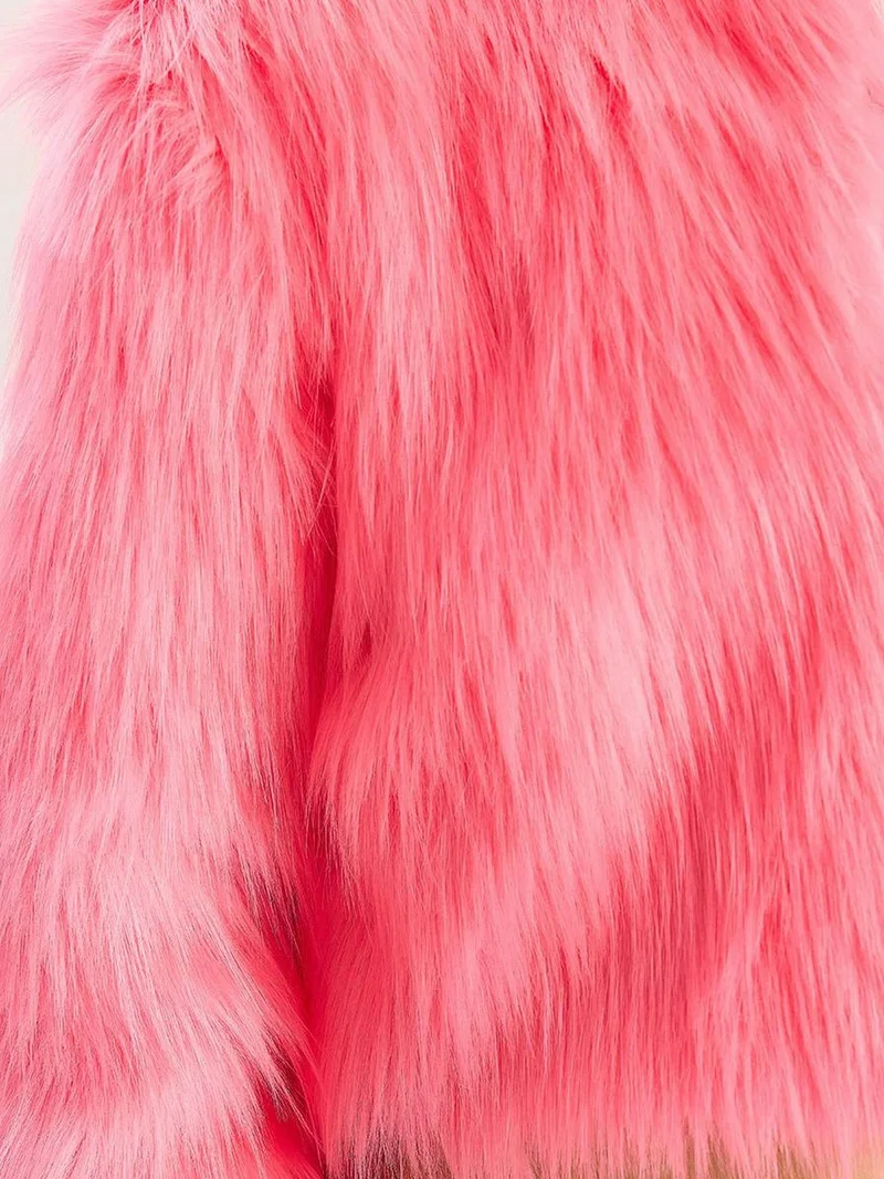 Bianco Lucci Bright Pink LUCCI Boxy Crop Faux Fur Coat for Women | Best Price UAE