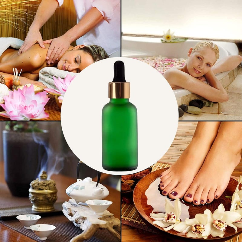 Devinez (Pack of 2) Multipurpose Refillable Green Color Frost Round Glass Bottle, 30 ml with Golden Black Glass Dropper for Cosmetics, Serum, Essential Oils, Blends, Skin Care, Travel, Toners & DIY - Image 3