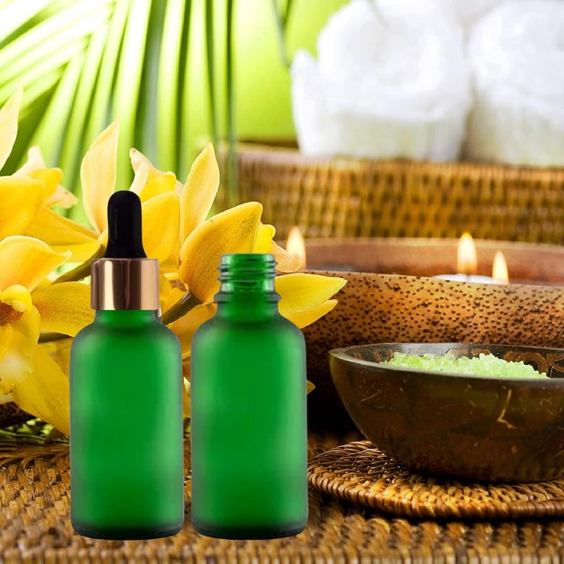 Devinez (Pack of 2) Multipurpose Refillable Green Color Frost Round Glass Bottle, 30 ml with Golden Black Glass Dropper for Cosmetics, Serum, Essential Oils, Blends, Skin Care, Travel, Toners & DIY - Image 4