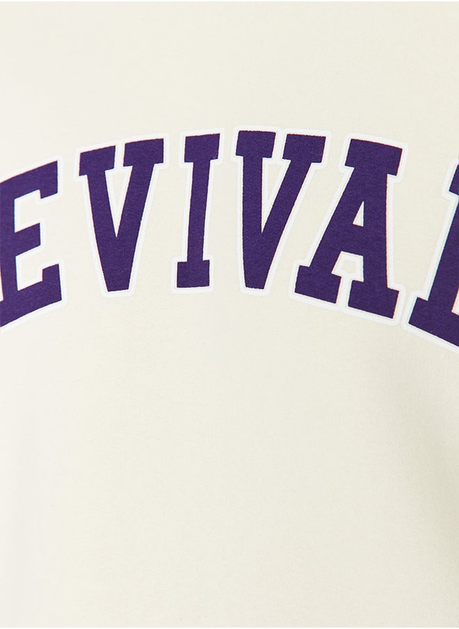 trendyol Stone Unisex Oversize/Wide Cut Hooded Text Printed Sweatshirt TMNAW22SW1462  - Image 5