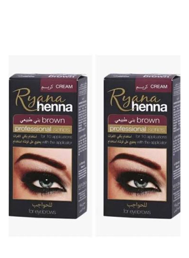 مجموعة حناء احترافية للحواجب باللون البني (قطعتان)