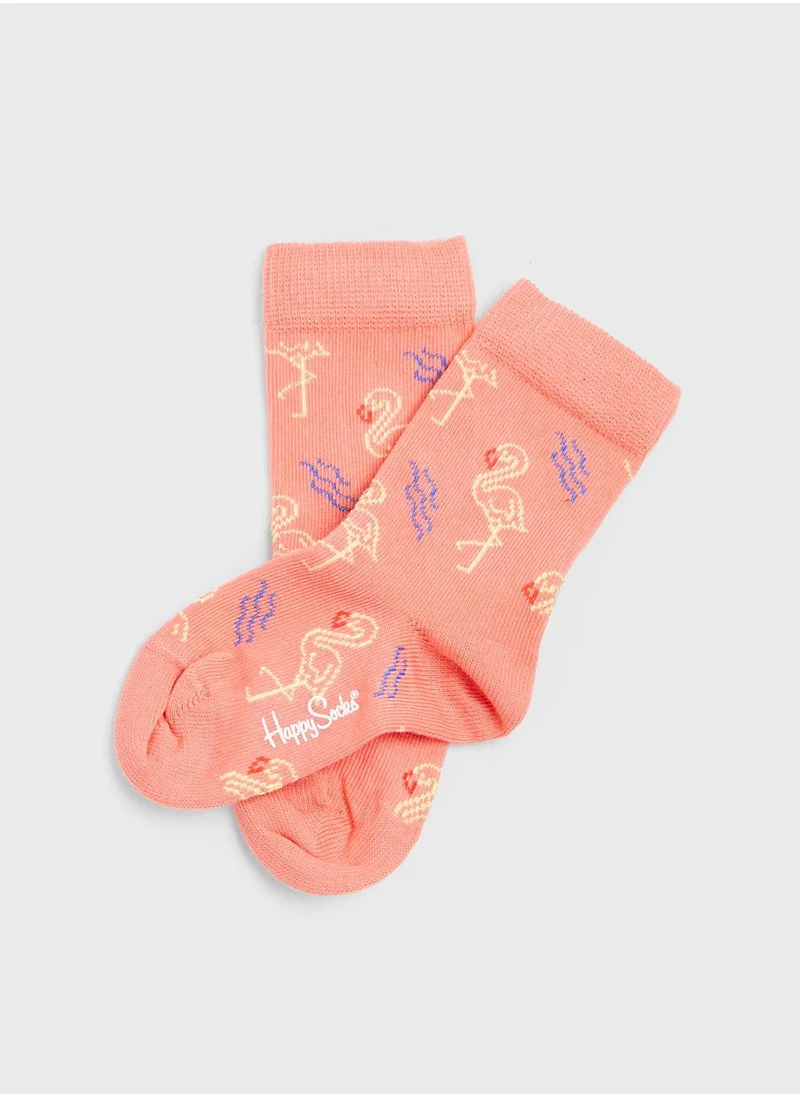 Happy Socks Kids 2 Pack Flamingo Socks