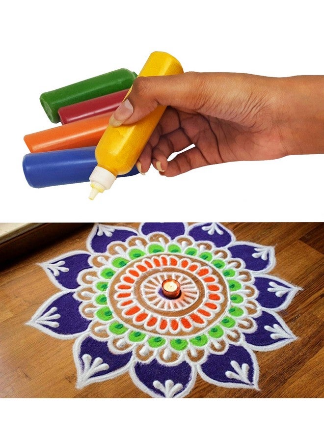 Ascension 10 Rangoli Colour Powder Tube Kit, Diwali Decoration Items Bottles Tools Floor Art Rang Design Creativity for Navratri Pongal Pooja Mandir Decor (Pack of 10 Bottles) - Image 5