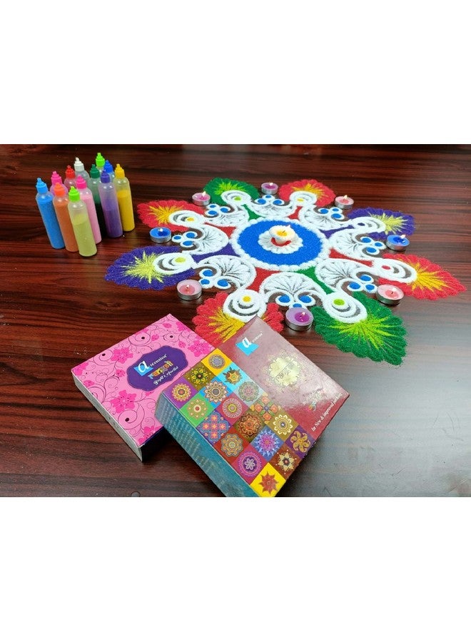 Ascension 10 Rangoli Colour Powder Tube Kit, Diwali Decoration Items Bottles Tools Floor Art Rang Design Creativity for Navratri Pongal Pooja Mandir Decor (Pack of 10 Bottles) - Image 4