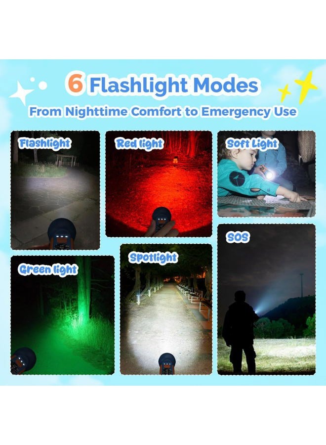 ETENWOLF L1 Flashlight Rechargeable, Mini Flashlight with Fun Stickers for Kids, 1500mAh Battery Adjustable Brightness with 6 Light Modes,Flashlight for Home, Camping and Emergencies, Blue - Image 3