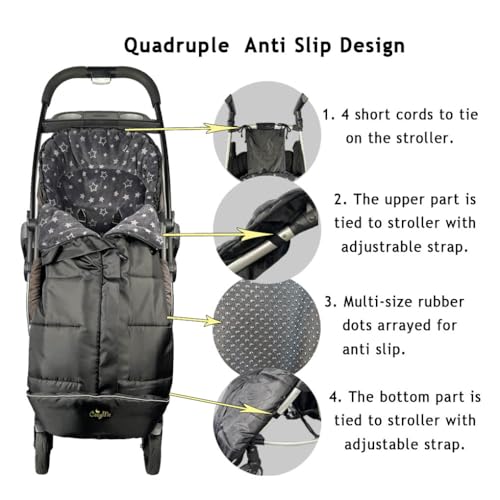 CozyMe Stroller Footmuff, Insulated Stroller Blanket Evelution, Water Repellent Winter Bunting Bag for Strollers, Central Open, Height Adjustable, M6-4T - Image 3