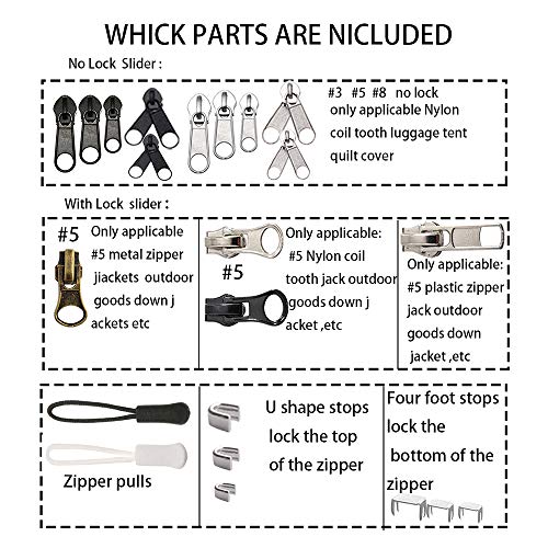 Meikeer 252-Piece Zipper Repair Kit with Replacement Zippers and Pulls, Universal Tools for Luggage, Bags, Jackets, and Outdoor Gear - Image 3