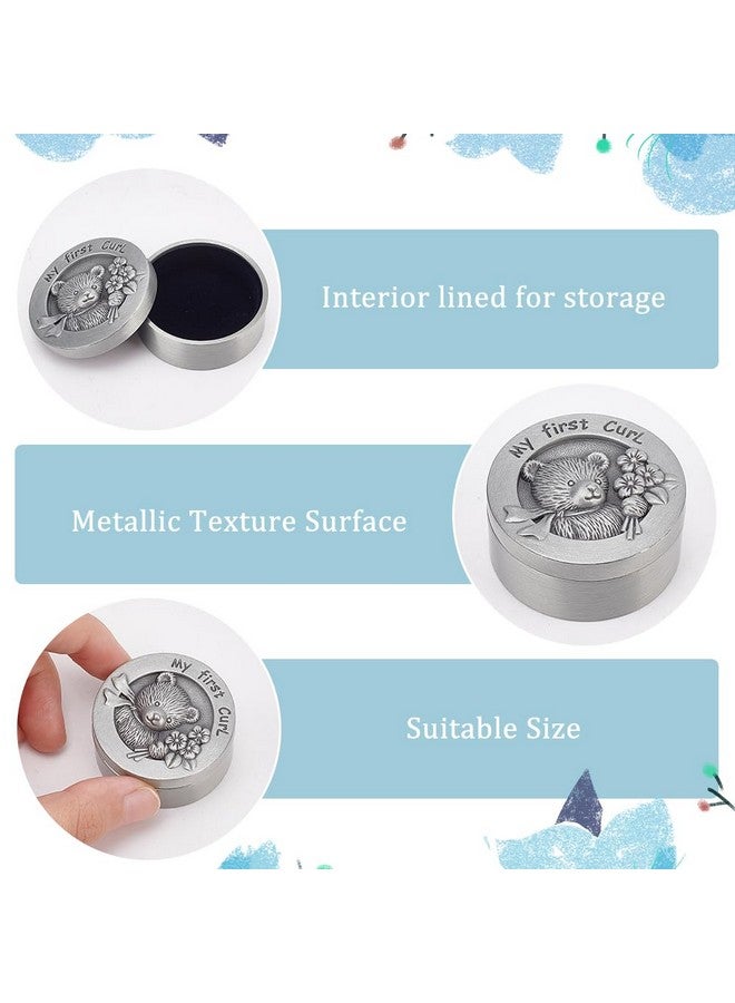 FINGERINSPIRE مجموعة صندوق تذكار أول تجعيد لشعر الطفل FINGERINSPIRE مع داخلية من المخمل تذكار أول قصة شعر من سبائك معدنية احتفظ به لذكريات الطفولة صندوق تذكار أول تجعيد لشعر الطفل لحفظ شعر الصغير، - Image 4