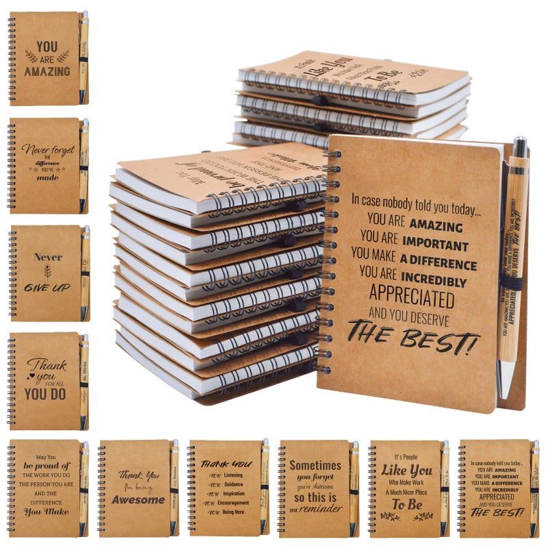 Tarevaniwa 20 Pcs Employee Appreciation Gifts Bulk - 10 Sets of Inspirational Spiral Notebooks with Motivational Pens, Small Notepads for Coworkers, Office, Valentines, Staff, Team, Volunteer, Nurse, Teachers, Thank You Gift - Image 1