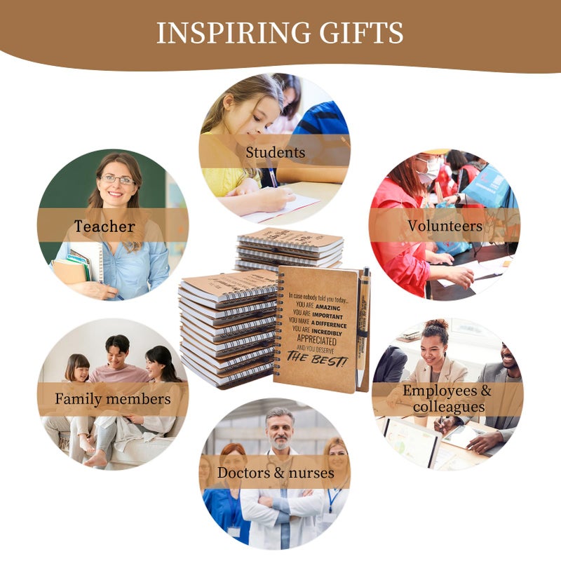 Tarevaniwa 20 Pcs Employee Appreciation Gifts Bulk - 10 Sets of Inspirational Spiral Notebooks with Motivational Pens, Small Notepads for Coworkers, Office, Valentines, Staff, Team, Volunteer, Nurse, Teachers, Thank You Gift - Image 4