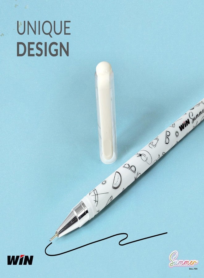 دبليو آي أن اربح كرة الصيف | 30 قلمًا (20 حبر أزرق و10 حبر أسود) | ألوان باستيل متنوعة | سن 0.7 مم | كتابة سلسة | أدوات مكتبية | أقلام للطلاب - Image 4