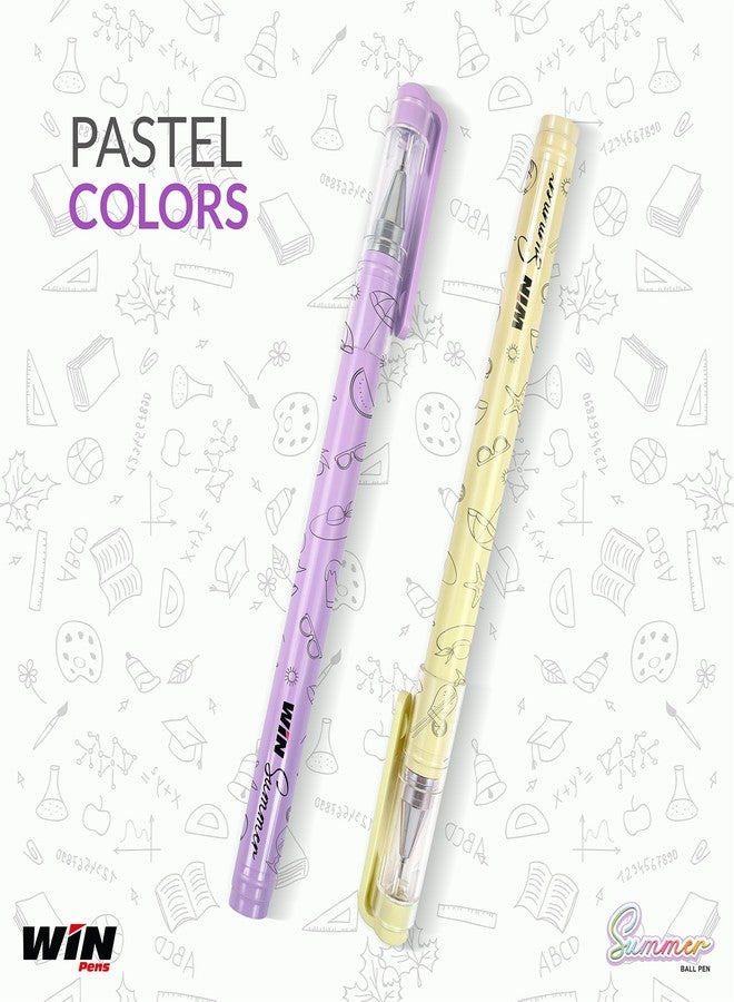 دبليو آي أن اربح كرة الصيف | 30 قلمًا (20 حبر أزرق و10 حبر أسود) | ألوان باستيل متنوعة | سن 0.7 مم | كتابة سلسة | أدوات مكتبية | أقلام للطلاب - Image 5