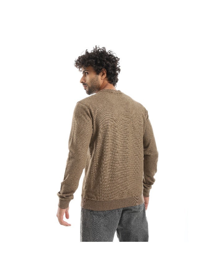 Pavone Taupe Crew Neck Slip On Sweatshirt - Image 3
