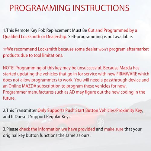 MechanMagic Smart Key Fob Replacement Fits for Mazda 3 Mazda 6 2014 2015 2016 2017 2018 / MX-5 Miata 2016-2019 Keyless Entry Remote Control WAZSKE13D01 IC: SKE13D-01 662F-SKE13D01 315MHz ID49 Chip - Image 3