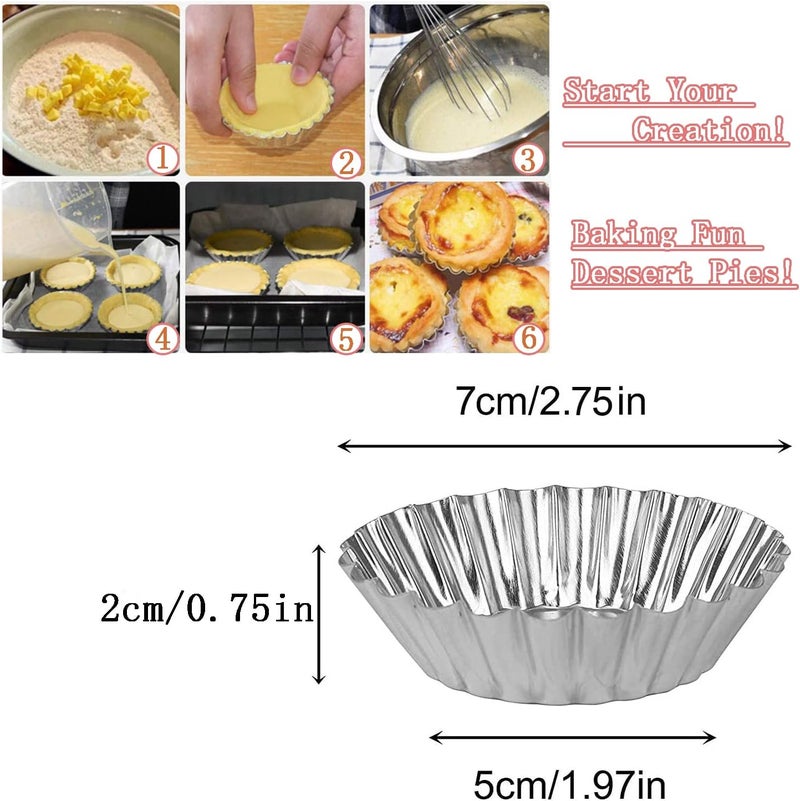 Xstronq Egg Tart Molds 32Pack Tart Pan 2.75inch, Mini Tart Tins Aluminium Mini Tart Pans for Baking (32Pack-2.75inch) - Image 2