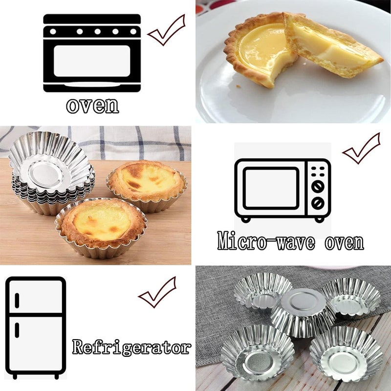 Xstronq Egg Tart Molds 32Pack Tart Pan 2.75inch, Mini Tart Tins Aluminium Mini Tart Pans for Baking (32Pack-2.75inch) - Image 3