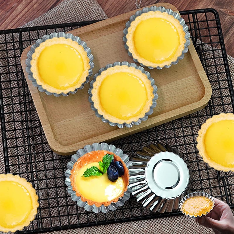 Xstronq Egg Tart Molds 32Pack Tart Pan 2.75inch, Mini Tart Tins Aluminium Mini Tart Pans for Baking (32Pack-2.75inch) - Image 4