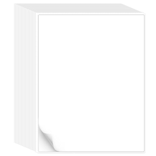 L LIKED 8.5" x 11" Printable White Sticker Paper Full Sheet Label, Matte, for Laser & Inkjet Printers (100 Sheets) - Image 1