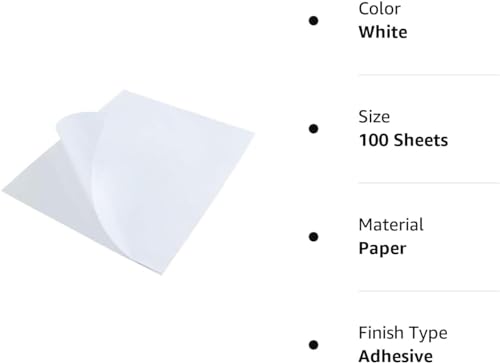 L LIKED 8.5" x 11" Printable White Sticker Paper Full Sheet Label, Matte, for Laser & Inkjet Printers (100 Sheets) - Image 5
