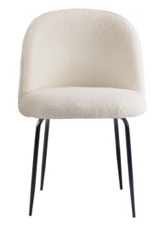Brides Single Bouclé Chair White Faux Cashmere Sherpa Wool Dining Chair Suitable for Kitchen Cafe Living Room Mechacos-Sukkari  - Image 1