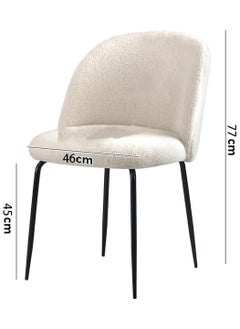 Brides Single Bouclé Chair White Faux Cashmere Sherpa Wool Dining Chair Suitable for Kitchen Cafe Living Room Mechacos-Sukkari  - Image 2