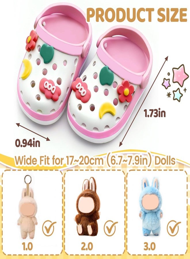 OLLBIT Doll Shoes,6.7in(17cm) Plastic Doll Dress up Shoes,Doll Decoration Accessories for Mini Clog Shoes with Cute Decoratives,Dual-Tone Oil Painting Design with Removable Ornament (Pink) - Image 2