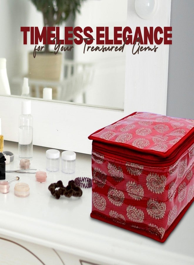 PRISMAXIC 1 Jewellery Box and 10 Transparent Pouch Jewellery Storage Bag/Boxes Holder Kit Organizer for Women, Girls to Organize Small Earing, Ring,Accessories (Red) - Image 3