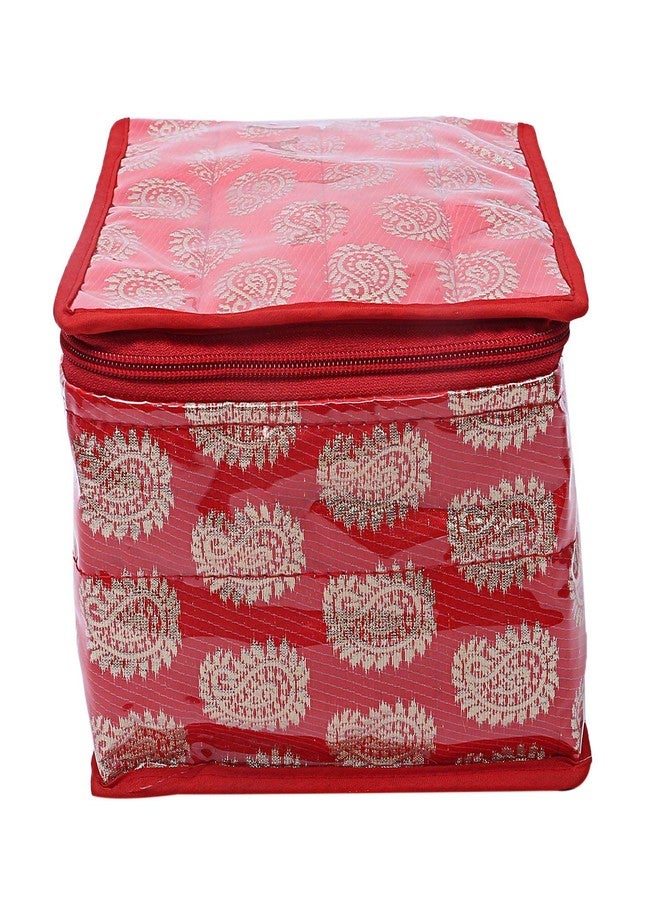 PRISMAXIC 1 Jewellery Box and 10 Transparent Pouch Jewellery Storage Bag/Boxes Holder Kit Organizer for Women, Girls to Organize Small Earing, Ring,Accessories (Red) - Image 1