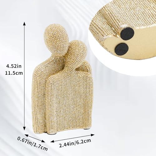 Neeenn Hugging Couple Statue, Sparkling Golden Romantic Resin Lovers Figurine, Modern Abstract Art Sculptures for Home Living Room Bedroom Office Bookshelf Decor, Luxury Wedding & Valentine's Day Gift - Image 2