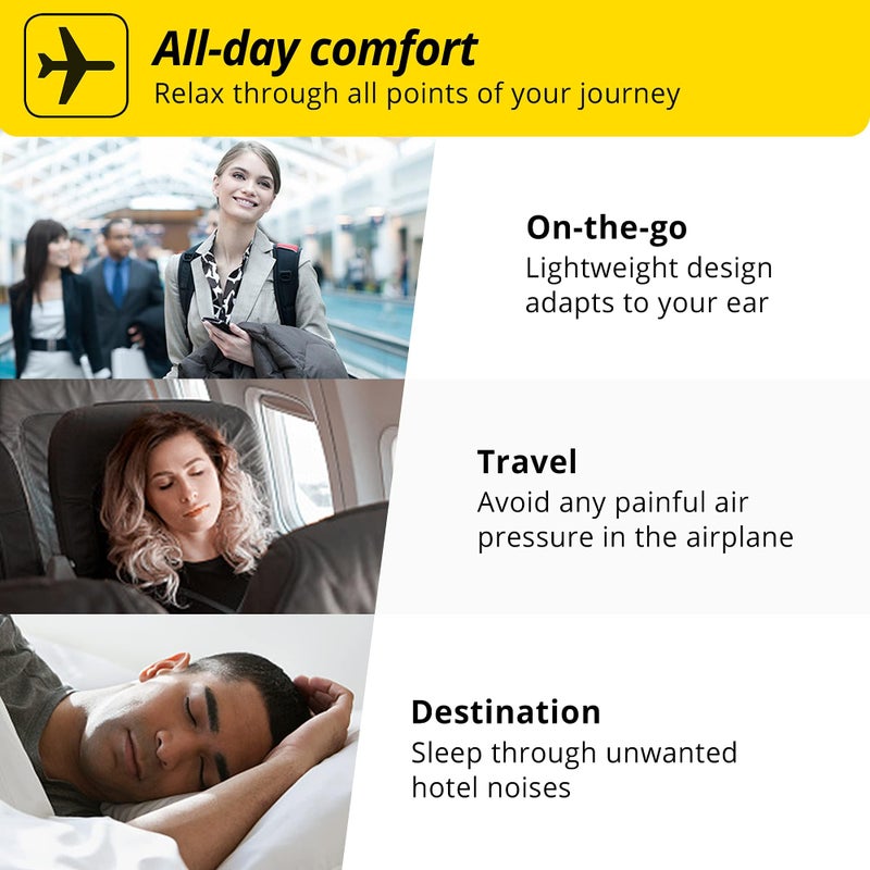 ALPINE HEARING PROTECTION ألباين فلاي فيت - سدادات أذن لتخفيف الضغط ومنع ألم الأذن أثناء الطيران - أساسيات السفر بالطائرة - سدادات أذن مريحة قابلة لإعادة الاستخدام ومضادة للحساسية مع فلتر فائق النعومة - Image 5