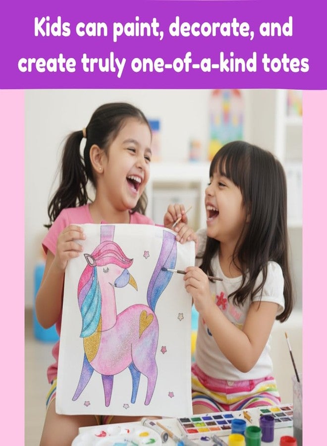 CocoMoco Kids Unicorn Tote Bag Colouring Kit for Girls | DIY Art & Craft Painting Set | Eco-Friendly Reusable Unicorn Birthday Return Gifts for Kids Age 6–12 (Pack of 1) - Image 3