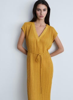 MANGO Casual Belt Pleated Dress  - Image 4