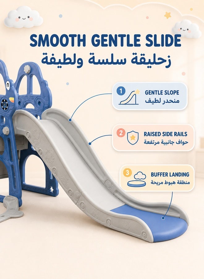 شو وو مجموعة زحليقة وأرجوحة للأطفال الصغار 4 في 1 مع زحليقة تسلق وزحليقة كرة سلة للأطفال للأولاد والبنات، مجموعات ألعاب الفناء الخلفي للأطفال في الأماكن المغلقة والمفتوحة - Image 3